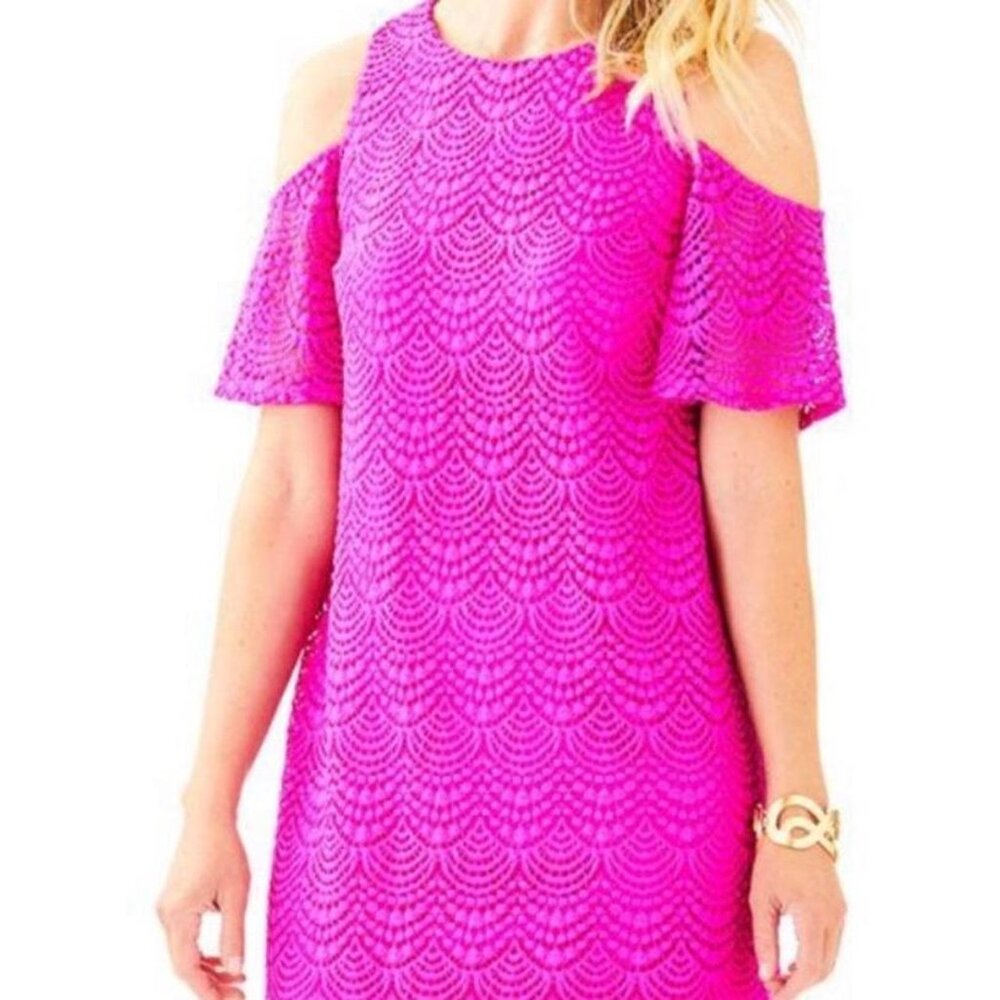 Lilly Pulitzer Vibrant Pink Cold Shoulder Dress